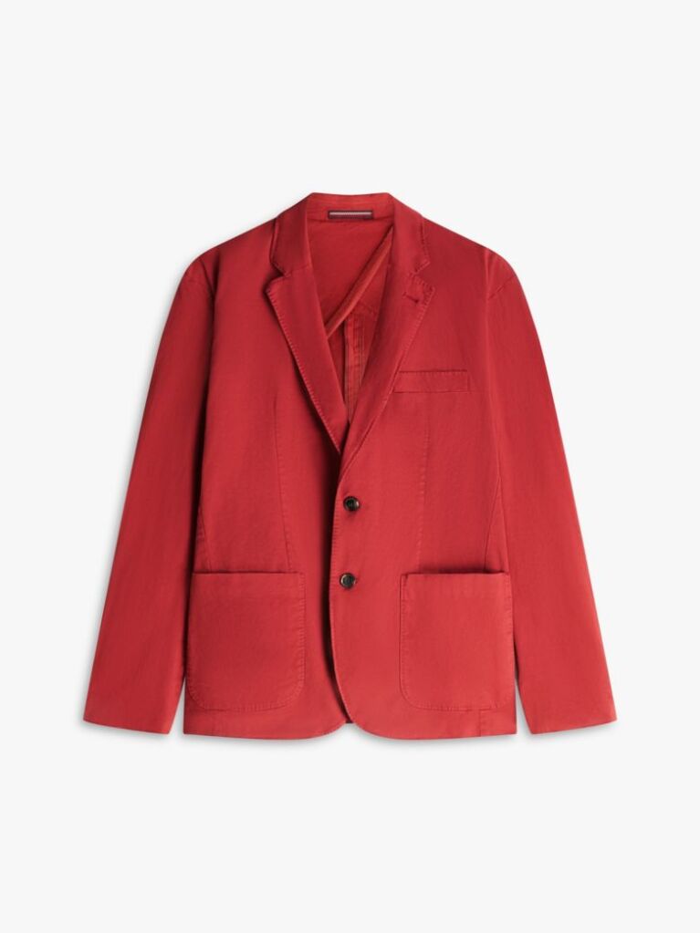 Rosu Blazer Smart Casual Spalat Cu Croiala Regular   Barbati