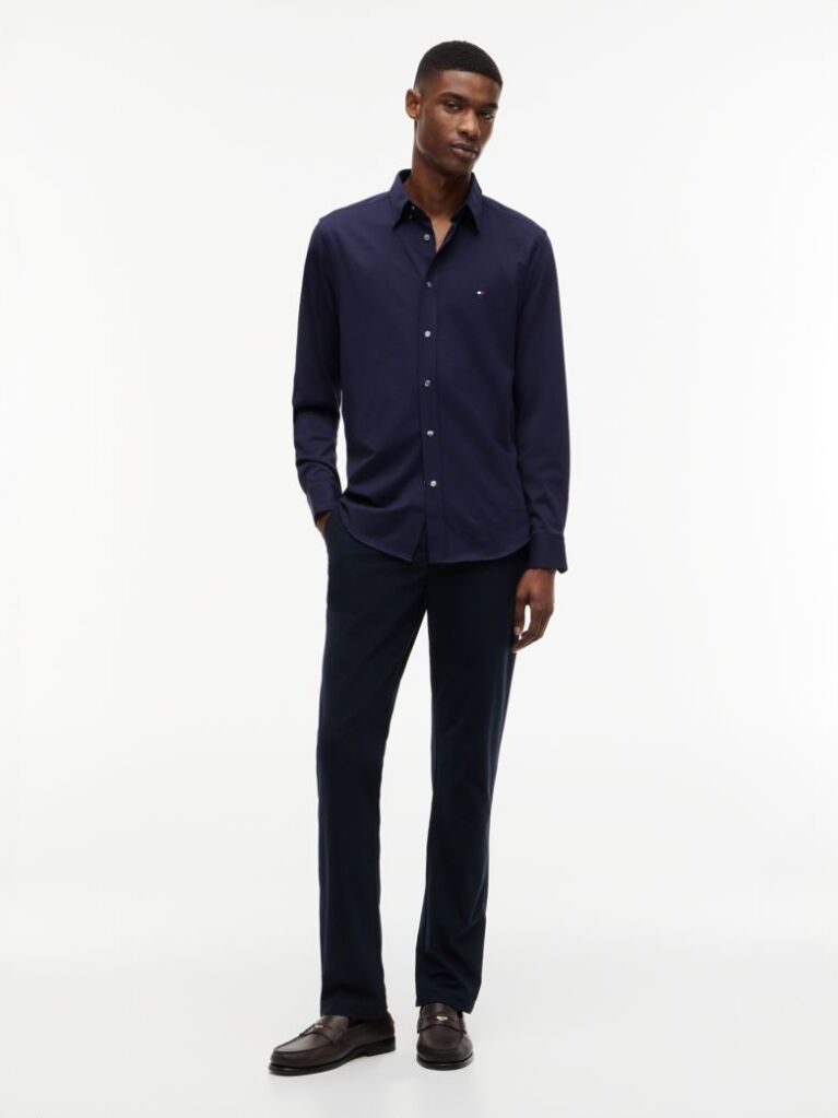 Blue Camasa Performance Cu Croiala Slim  Barbati