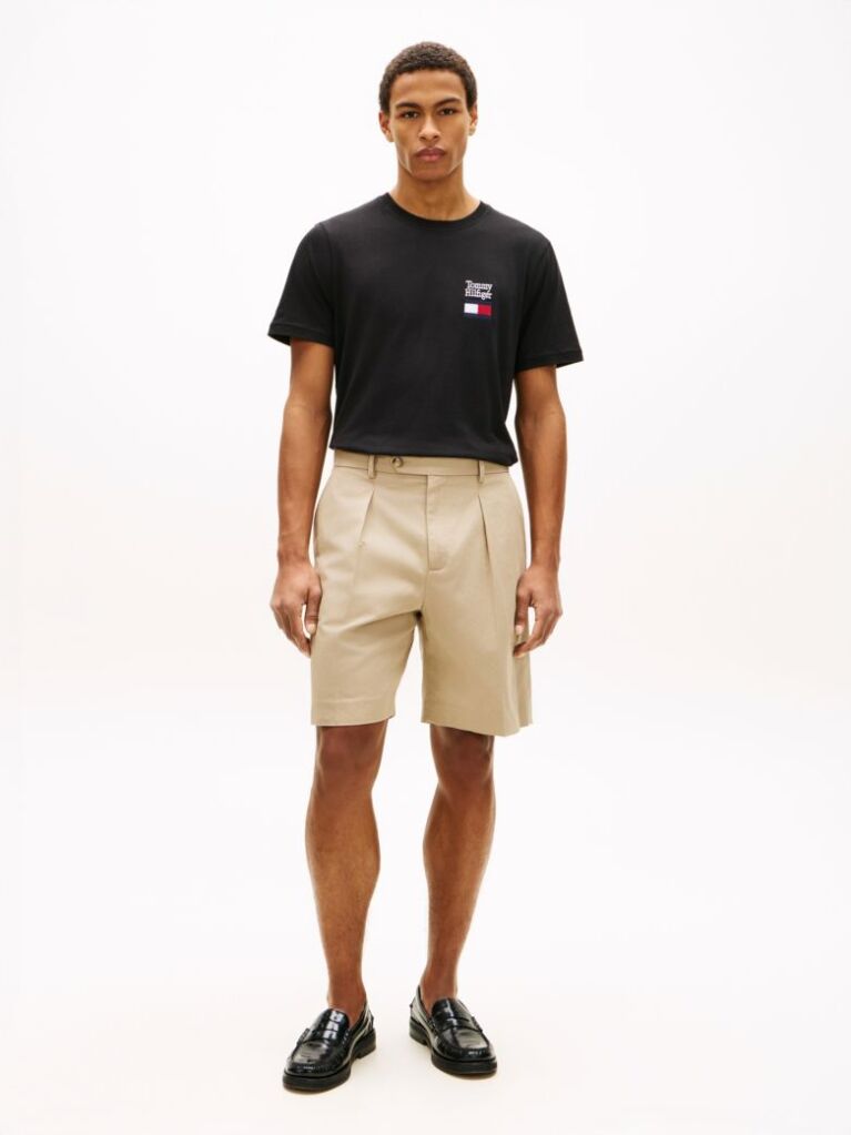 Negru Tricou Cu Guler Rotund Si Logo Brodat  Barbati