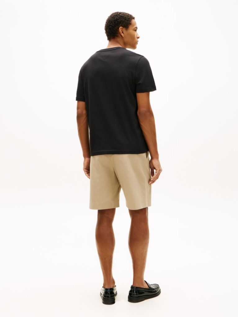 Negru Tricou Cu Guler Rotund Si Logo Brodat  Barbati