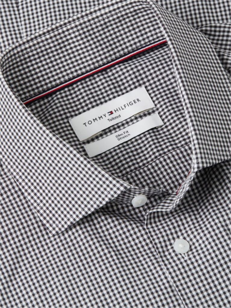 Negru Camasa Cu Croiala Slim Din Poplin Cu Carouri Gingham  Barbati