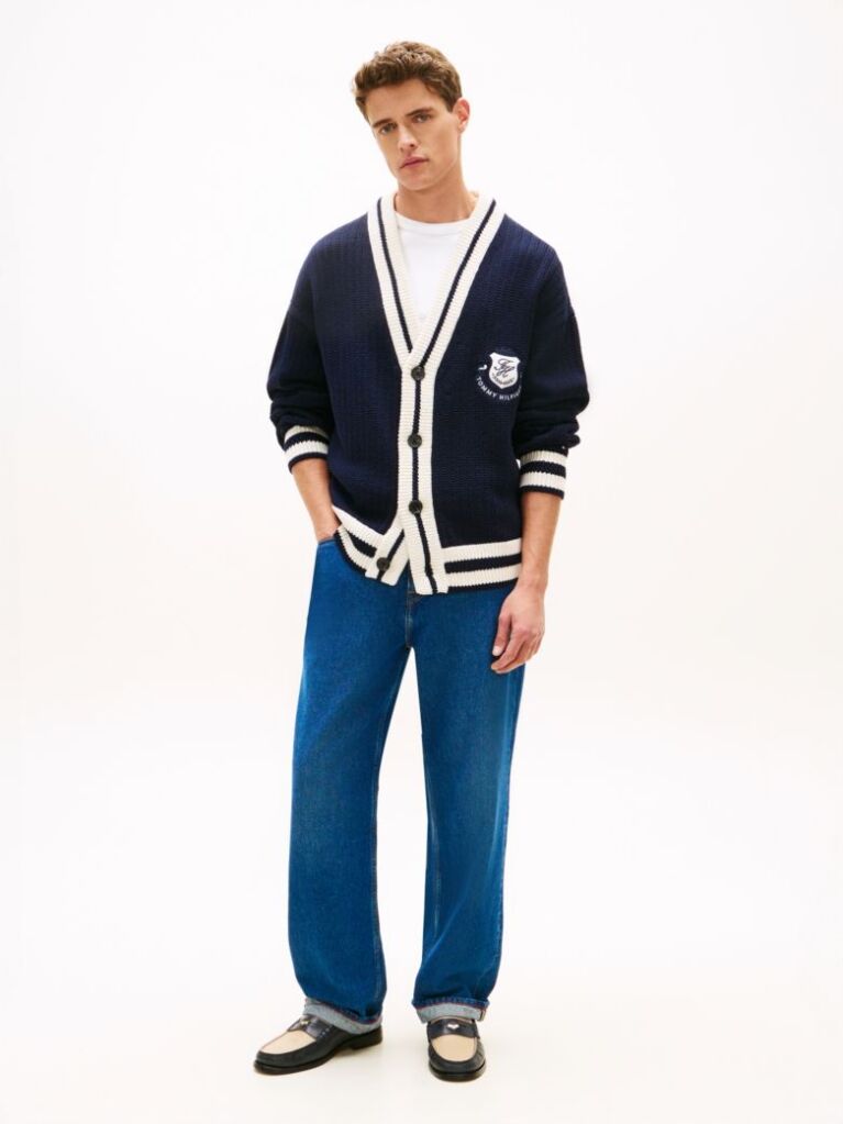 Blue Crest Appliqué Athleisure V-Neck Cardigan  Men