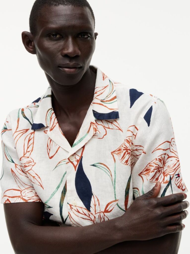 Multi Camasa Din In Cu Maneci Scurte Si Imprimeu Tropical Clasic  Barbati
