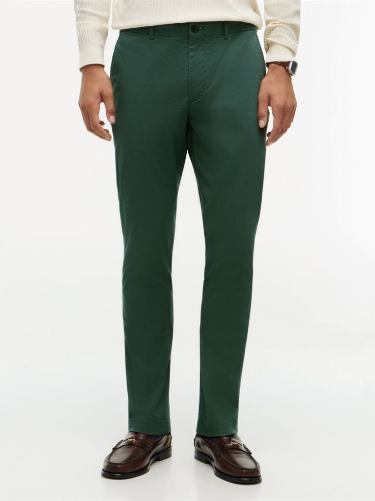 Green Bleecker Slim Printed Structured Chinos  Men
