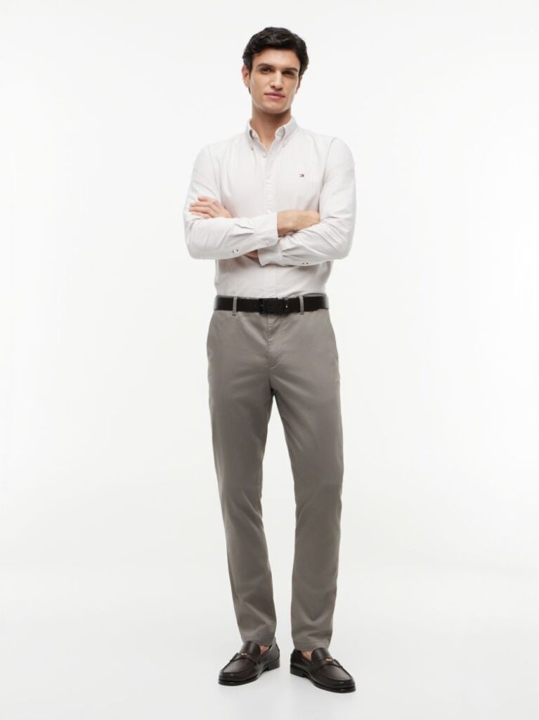 Gri Pantaloni Chino Cu Imprimeu Bleecker Slim  Barbati