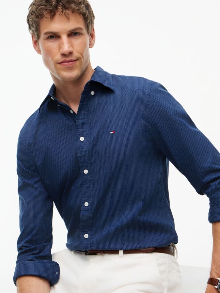 Blue Camasa Button-Down Dobby Cu Croiala Regular  Barbati