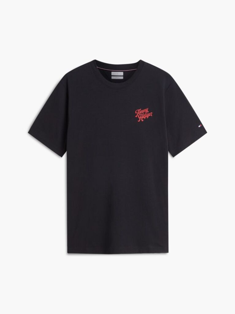 Negru T-Shirt Cu Imprimeu Pe Spate Si Guler Crew  Barbati