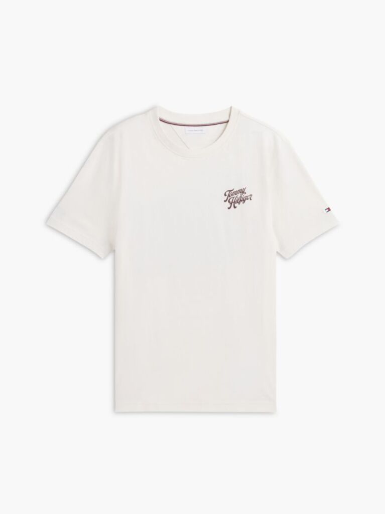 Bej T-Shirt Cu Imprimeu Pe Spate Si Guler Crew  Barbati