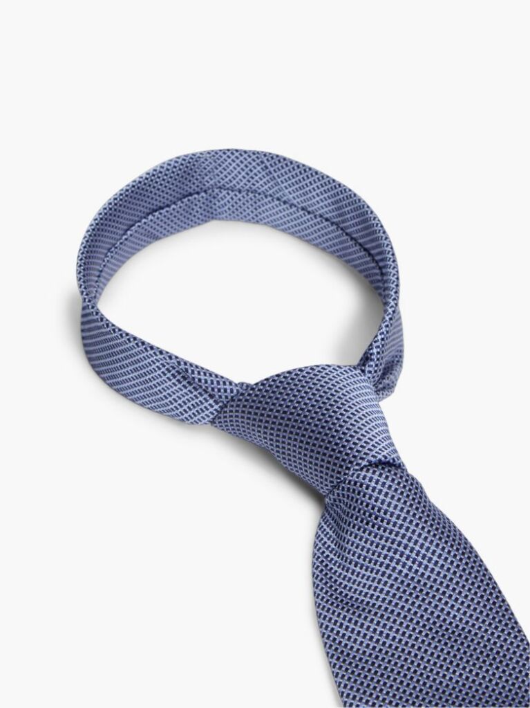 Blue Cravata New York Label Din Matase Pura Si Imprimeu Micro  Barbati