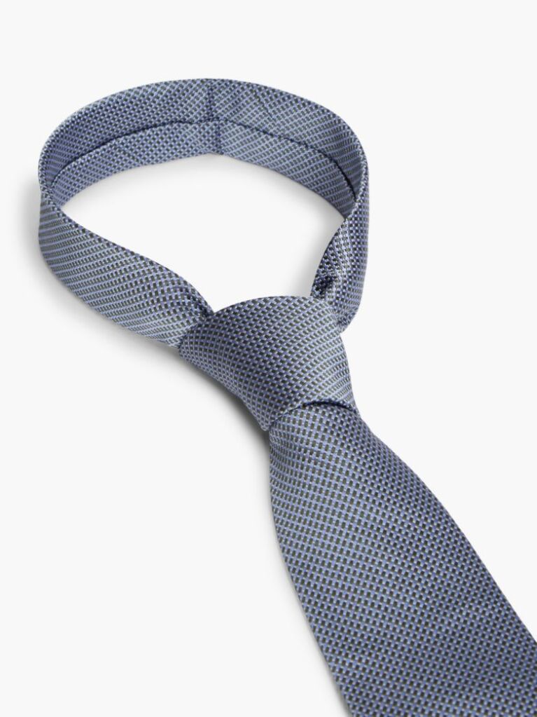 Blue Cravata New York Label Din Matase Pura Si Imprimeu Micro  Barbati