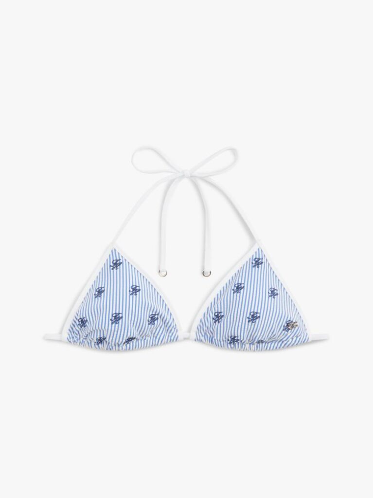Multi Top Bikini Triunghiular Cu Broderie Logo Seersucker  Femei