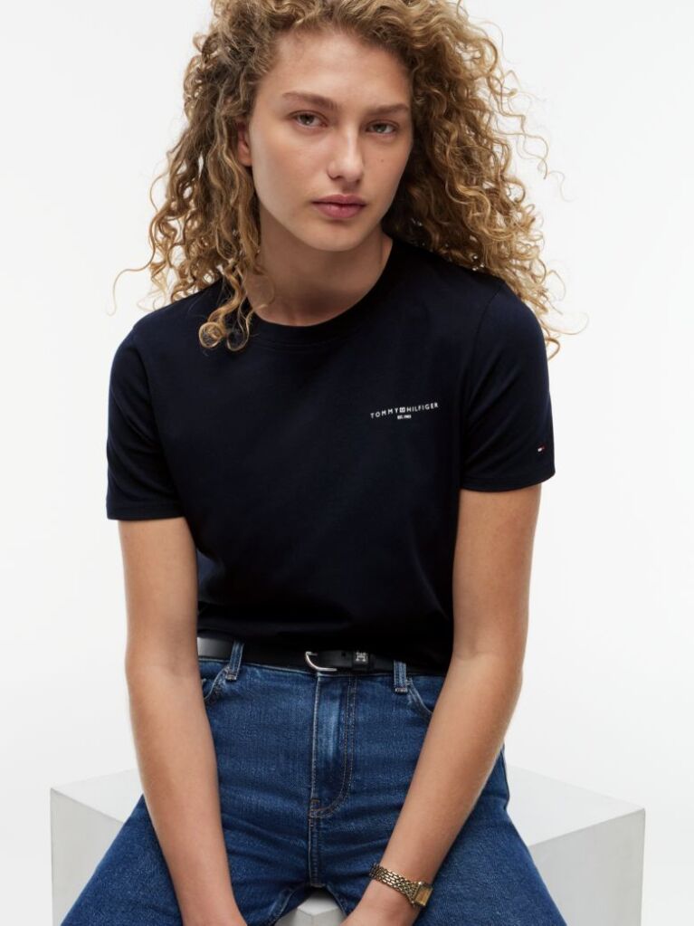 Blue Tricou Signature Cu Logo 1985 Collection   Femei