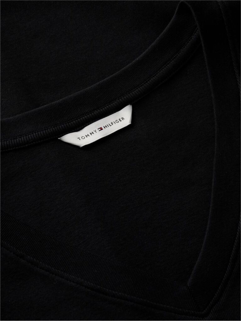 Negru Tricou Slim Fit Tricotat Cu Guler In V  Femei