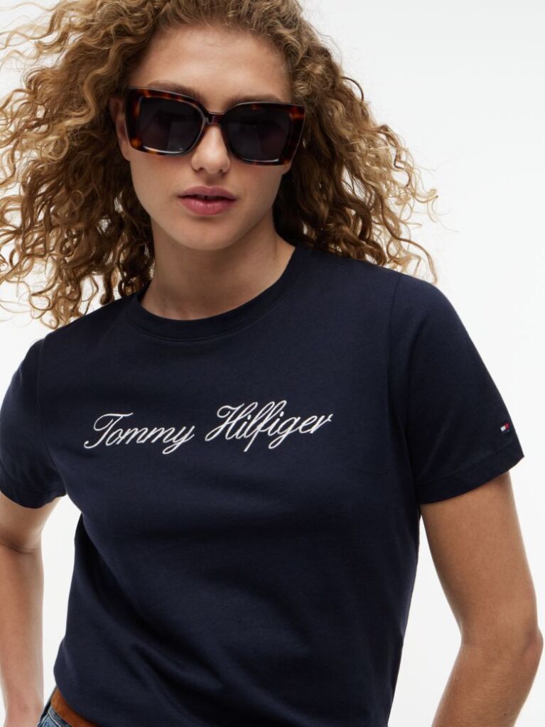 Blue Tricou Regular Cu Guler Crew  Femei