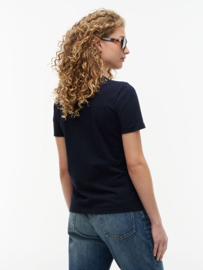 Blue Tricou Regular Cu Guler Crew  Femei