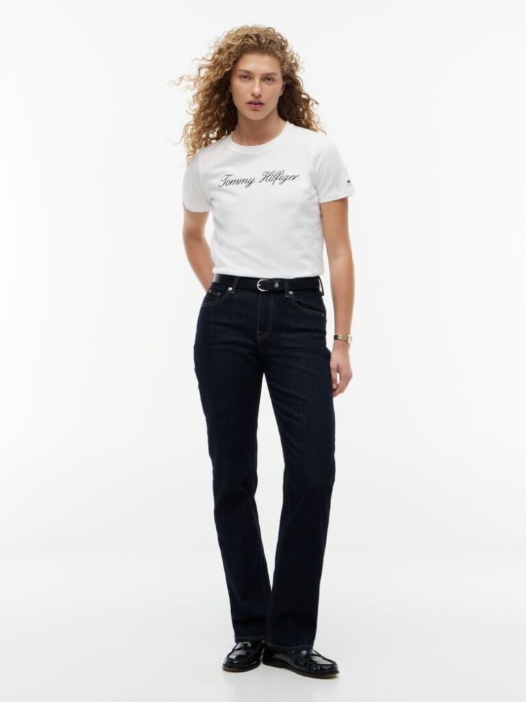 Alb Tricou Regular Cu Guler Crew  Femei