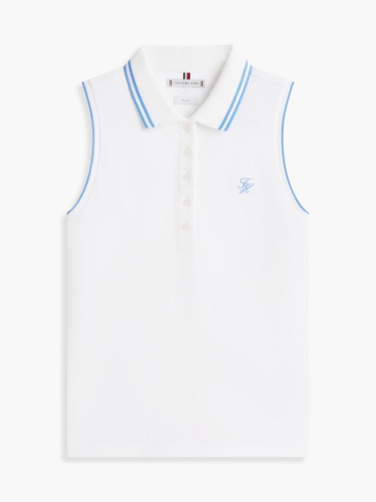 Alb 1985 Tricou Polo Fara Maneci Pique Cu Croiala Slim  Femei
