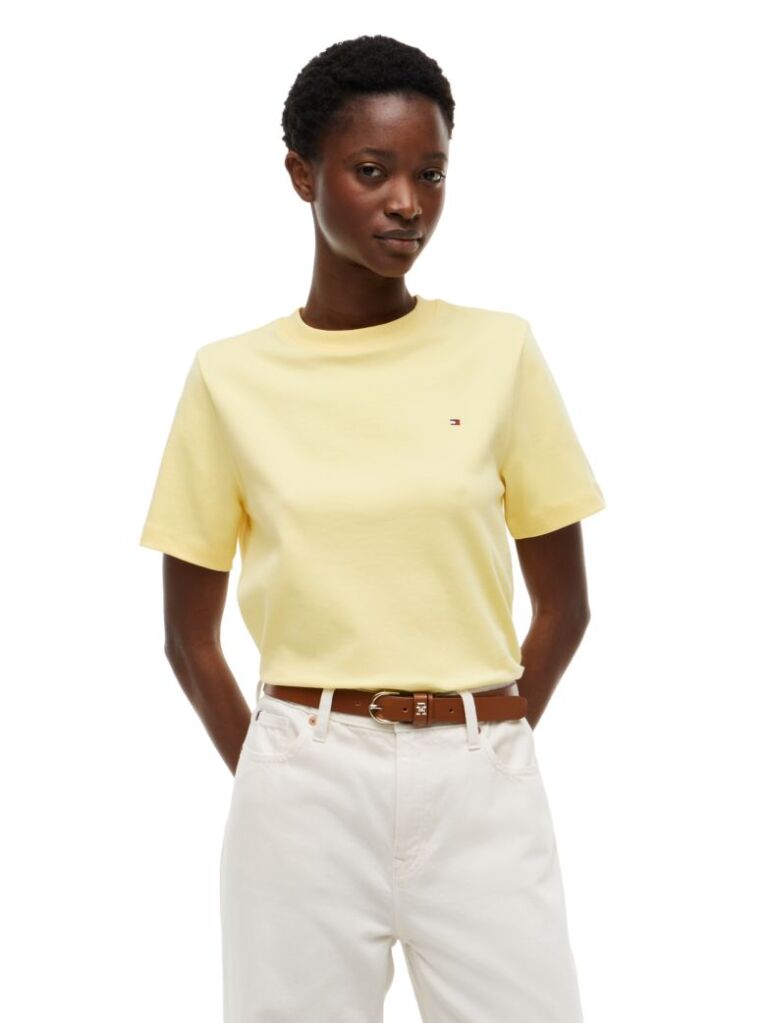 Yellow Interlock Knit Boxy T-Shirt  Women