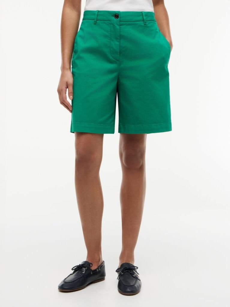 Verde Pantaloni Scurti Chino Spalati Cu Croiala Regular  Femei