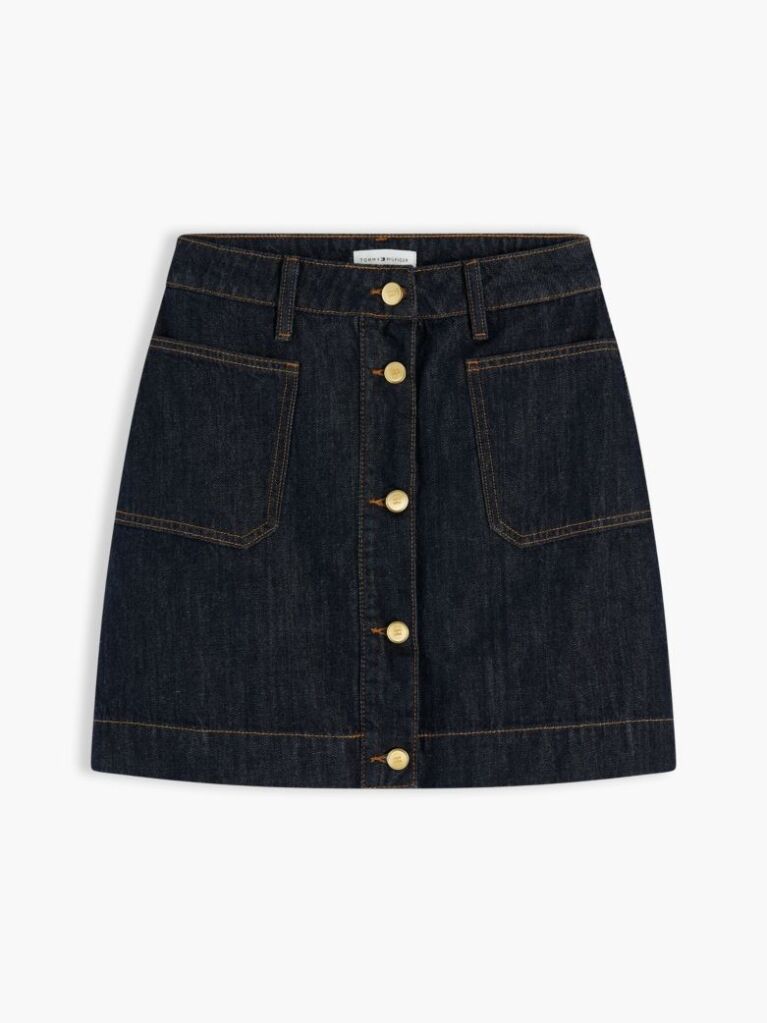 Blue Fusta Mini Denim Cu Nasturi Aurii  Femei