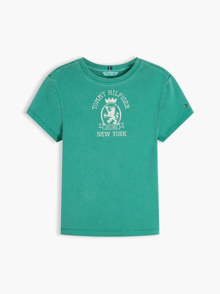 Verde Tricou Slim Washed Crest  Femei