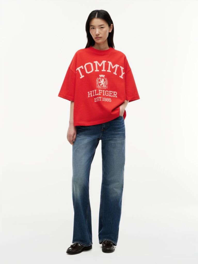 Red Crest Relaxed Oversized T-Shirt  Women
