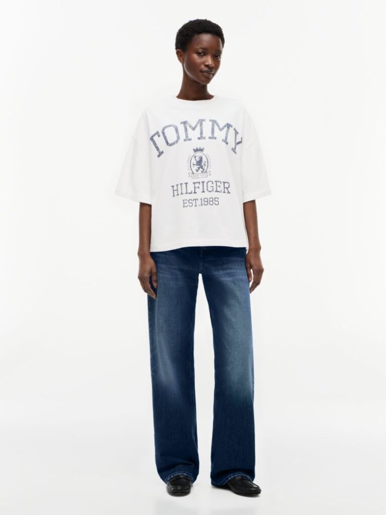 White Crest Relaxed Oversized T-Shirt  Women