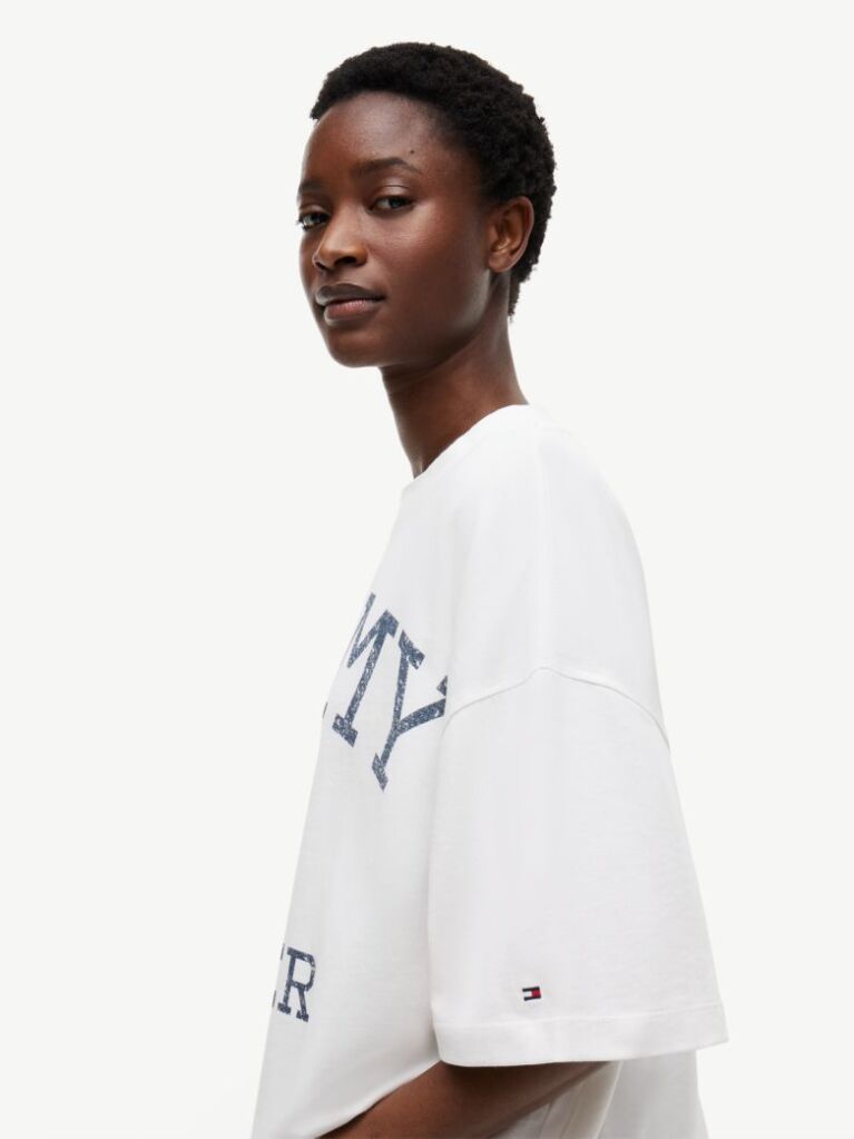 White Crest Relaxed Oversized T-Shirt  Women