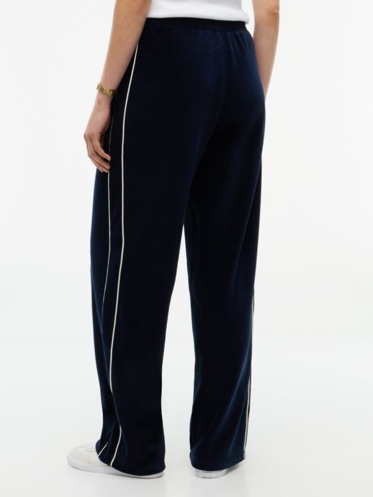 Blue Velour Mid Rise Relaxed Straight Joggers  Women