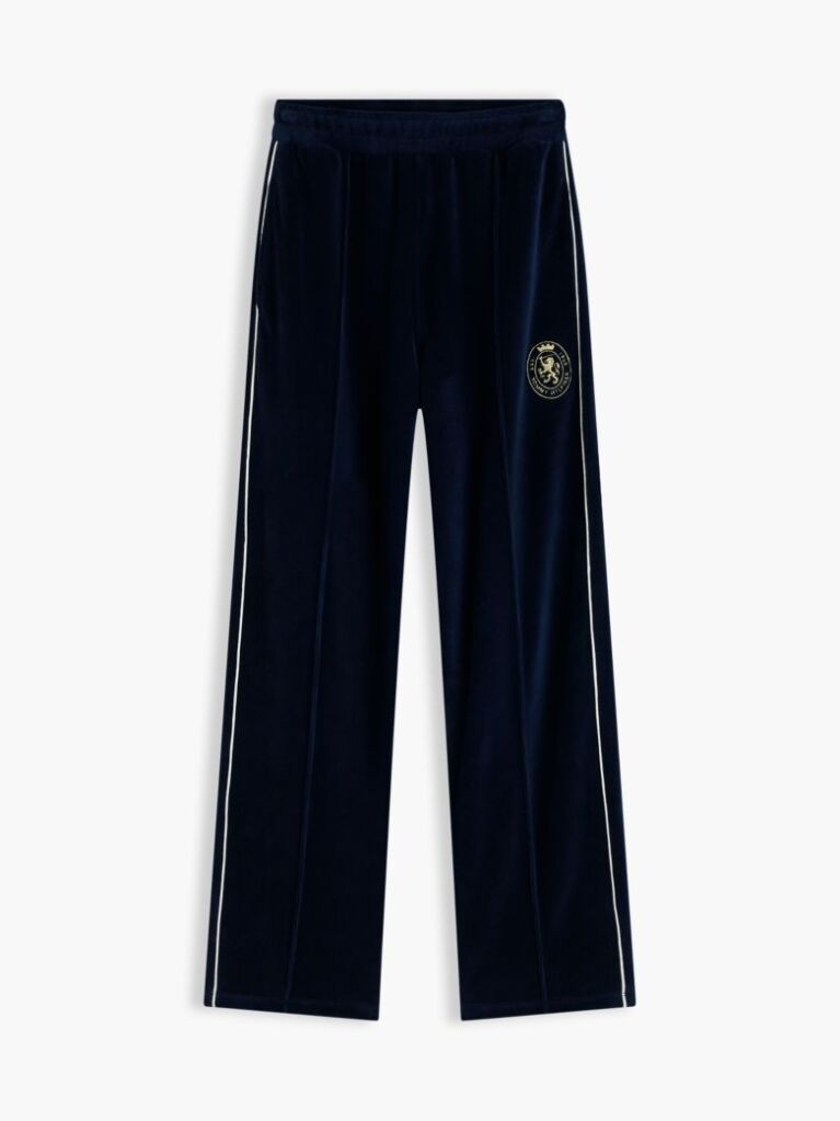 Blue Velour Mid Rise Relaxed Straight Joggers  Women