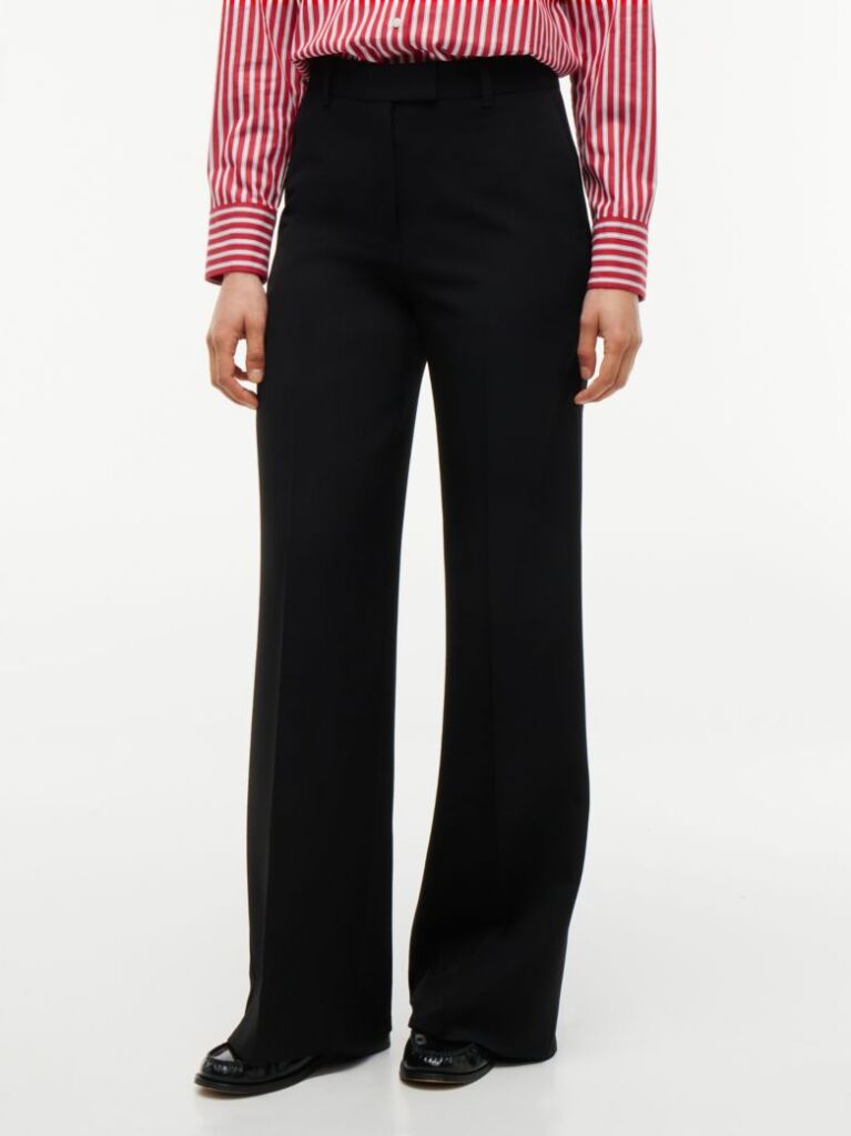 Negru Pantaloni Tuxedo Drepti Si Largi  Femei