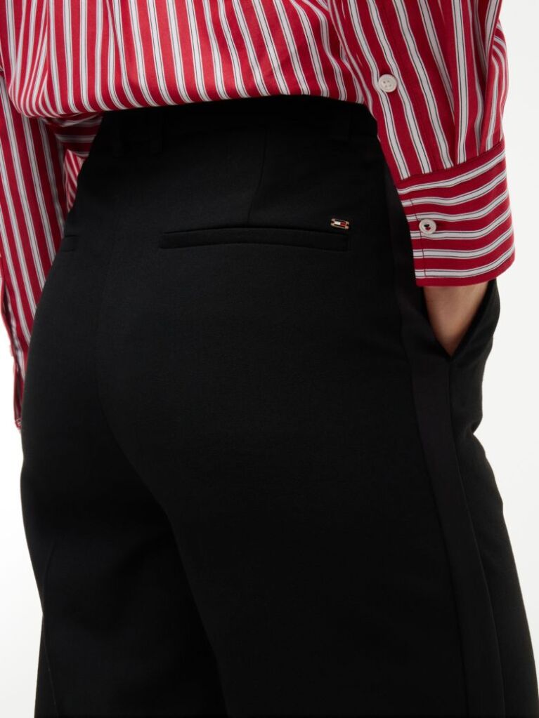 Negru Pantaloni Tuxedo Drepti Si Largi  Femei