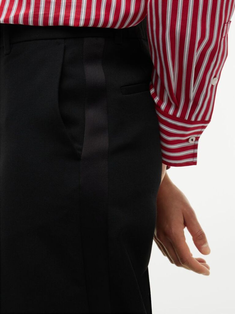 Negru Pantaloni Tuxedo Drepti Si Largi  Femei