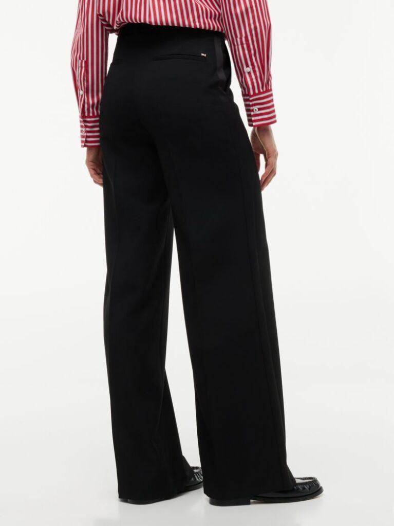 Negru Pantaloni Tuxedo Drepti Si Largi  Femei