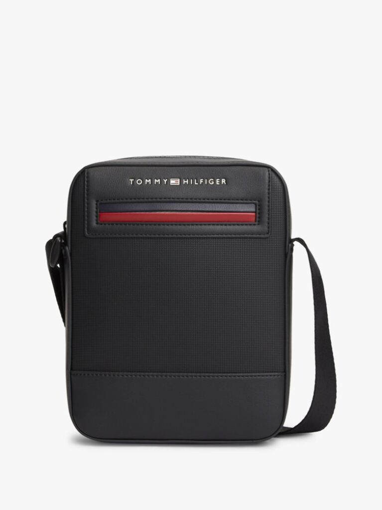 Negru Geanta Reporter Crossbody Cu Logo Metalic  Barbati