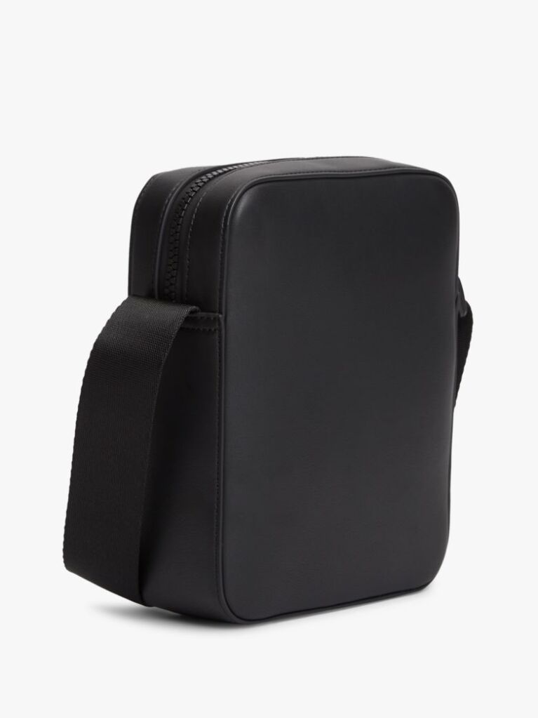 Negru Geanta Reporter Crossbody Cu Logo Metalic  Barbati