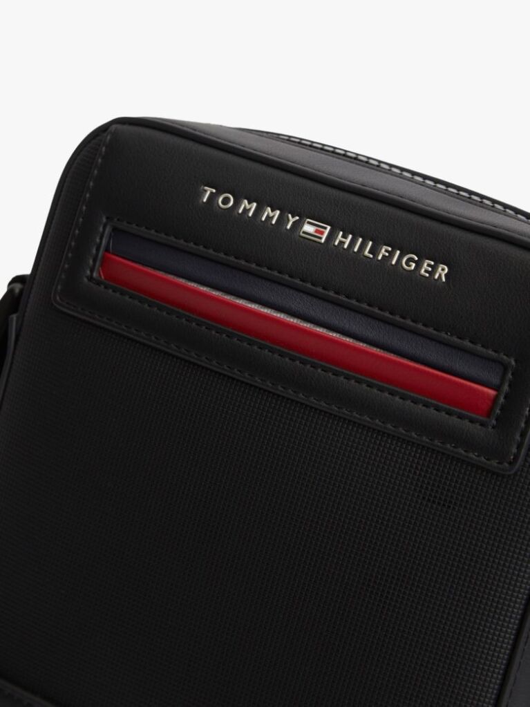 Negru Geanta Reporter Crossbody Cu Logo Metalic  Barbati