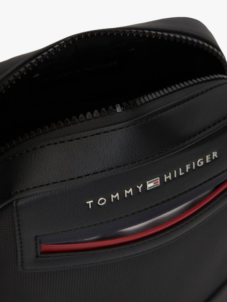 Negru Geanta Reporter Crossbody Cu Logo Metalic  Barbati
