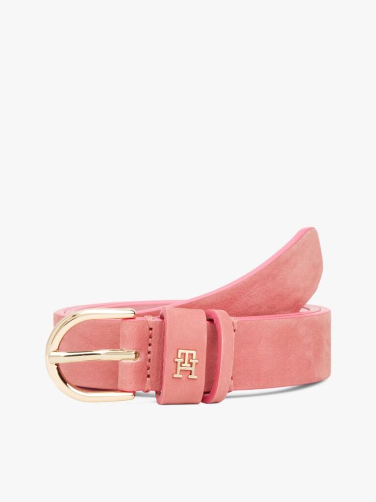 Pink Essential TH Monogram Plaque Leather Belt  Women