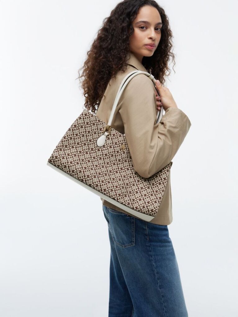 Geanta De Umar Jacquard Satchel | AW0AW187540F4 | Tommy Hilfiger