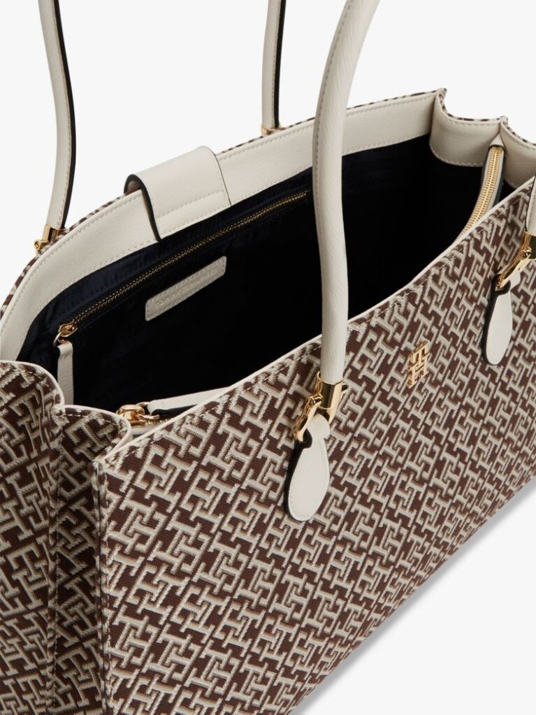 Geanta De Umar Jacquard Satchel | AW0AW187540F4 | Tommy Hilfiger