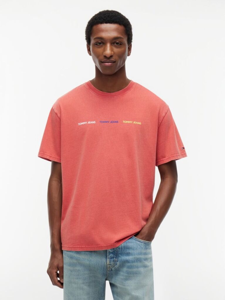 Rosu T-Shirt Cu Logo Repetat  Barbati