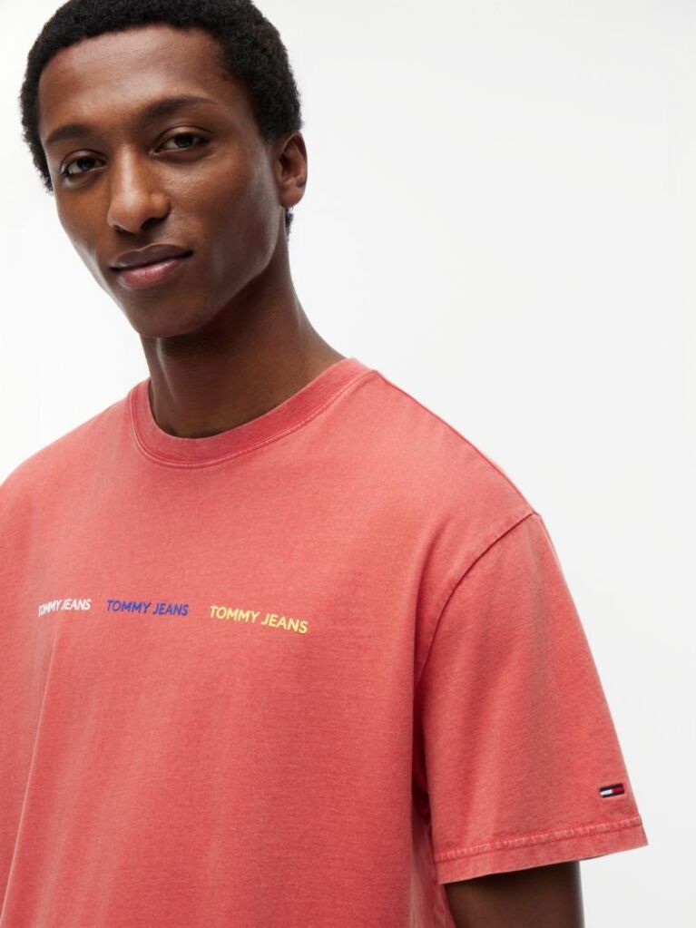 Rosu T-Shirt Cu Logo Repetat  Barbati