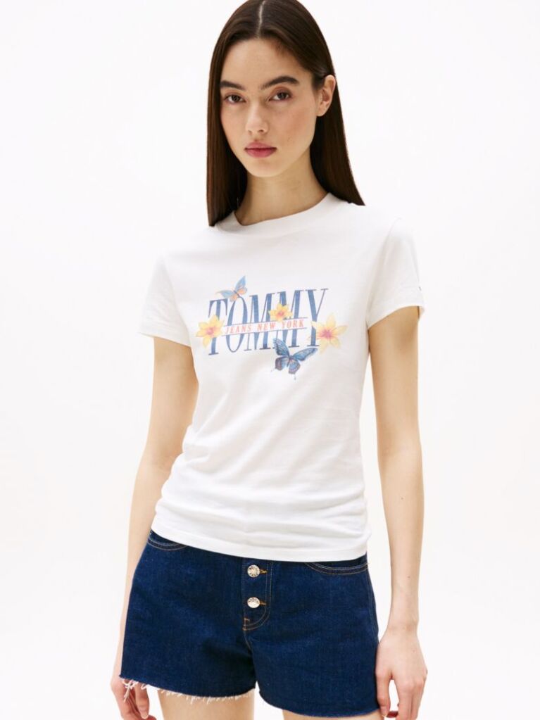 Bej Tricou Butterfly Cu Croiala Slim  Femei