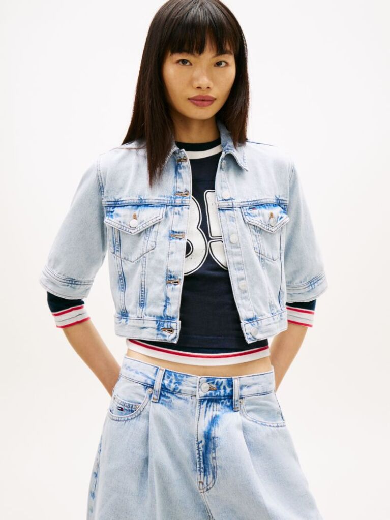 Denim Jacheta Cropped Din Denim  Femei