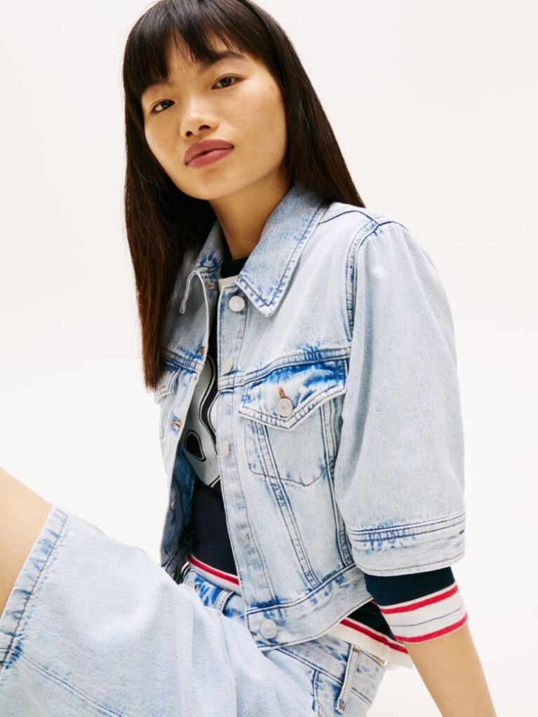 Denim Jacheta Cropped Din Denim  Femei