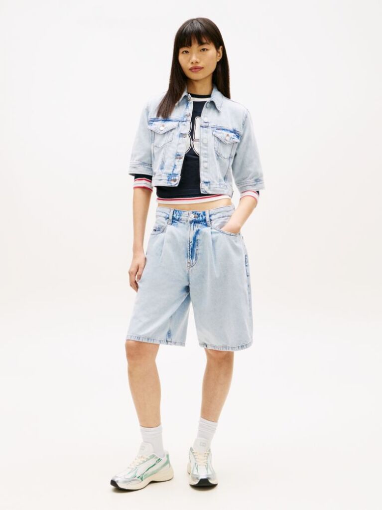 Denim Jacheta Cropped Din Denim  Femei