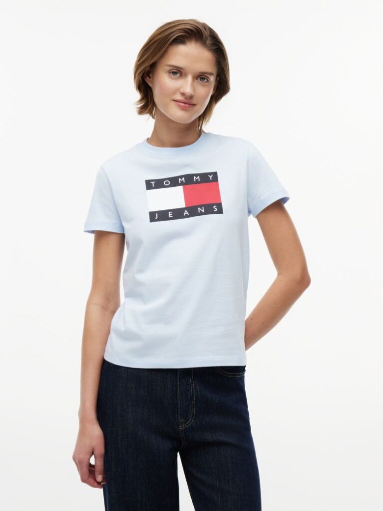 Blue T-Shirt Tonal Cu Steag Tommy  Femei