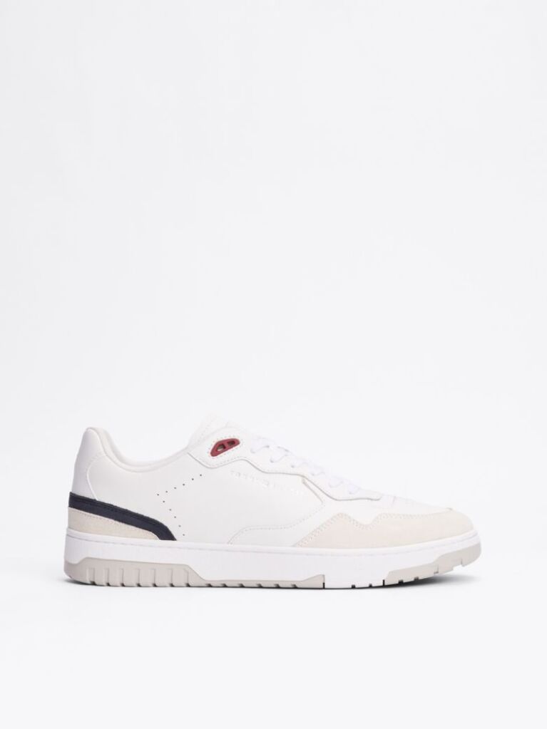 Alb Pantofi Sport De Baschet Din Piele Cu Textura Mixta  Barbati