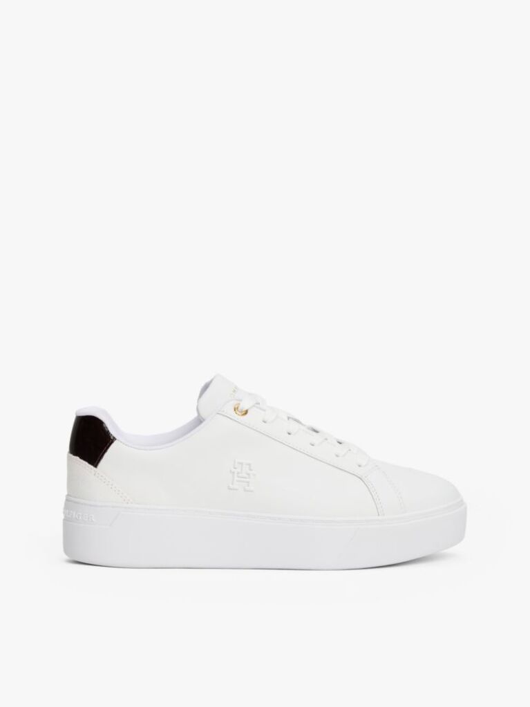 Alb Pantofi Sport Flatform Din Piele  Femei